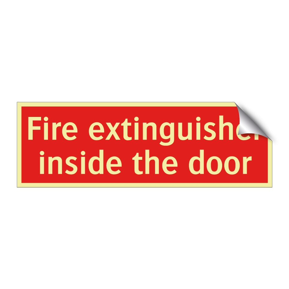 Fire extinguisher inside the door