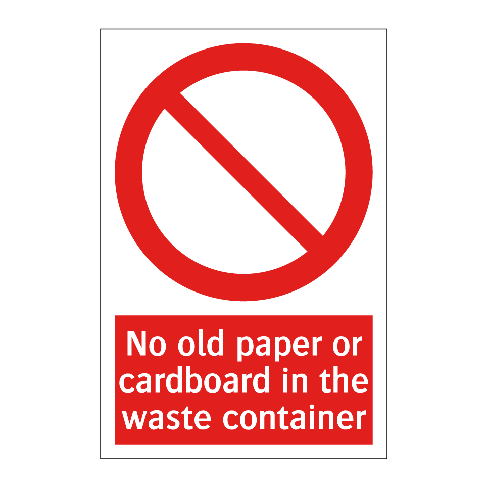 No old paper or cardboard in the waste container