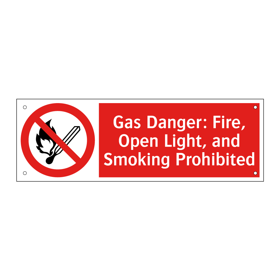 Gas Danger: Fire, Open Light, and Smoking Prohibited