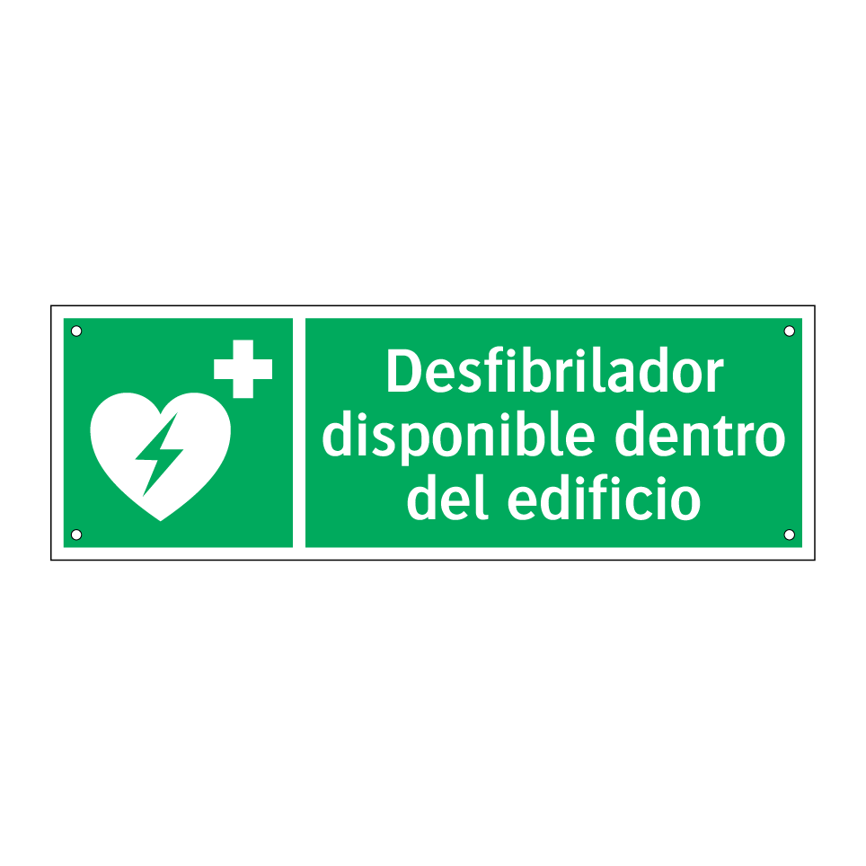 Desfibrilador disponible dentro del edificio