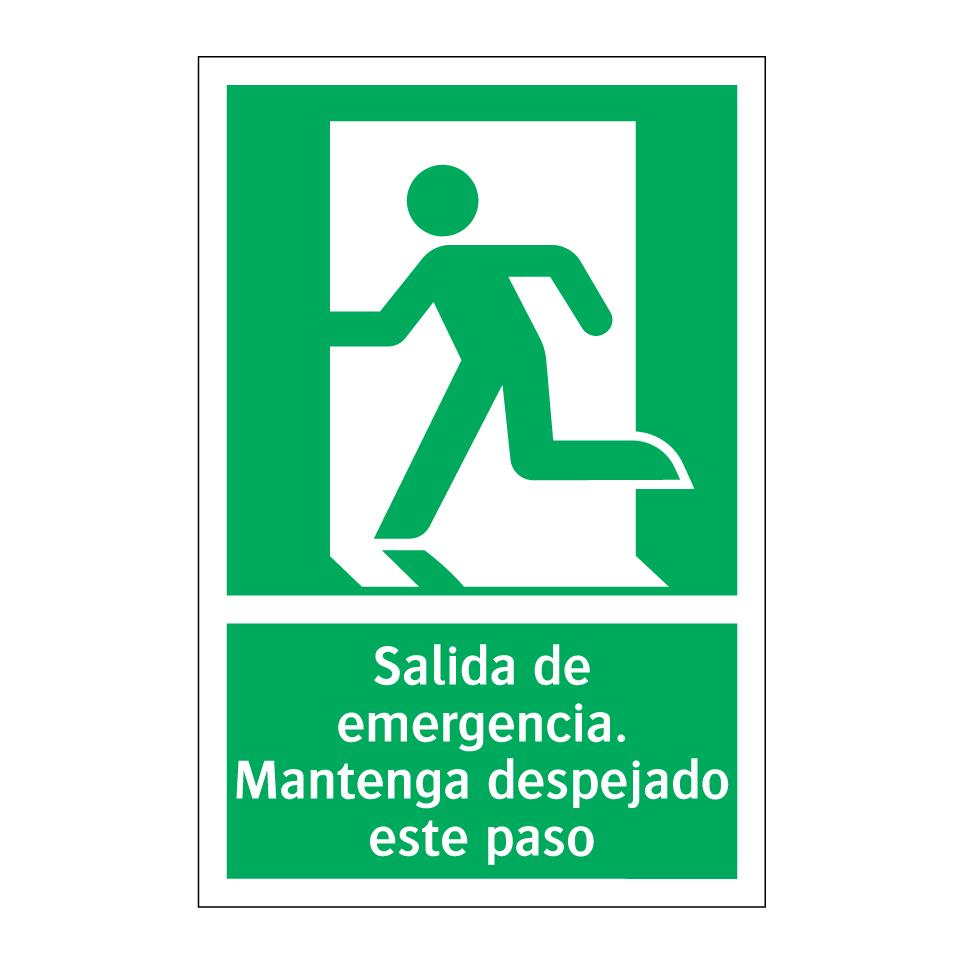 Salida de emergencia. Mantenga despejado este paso