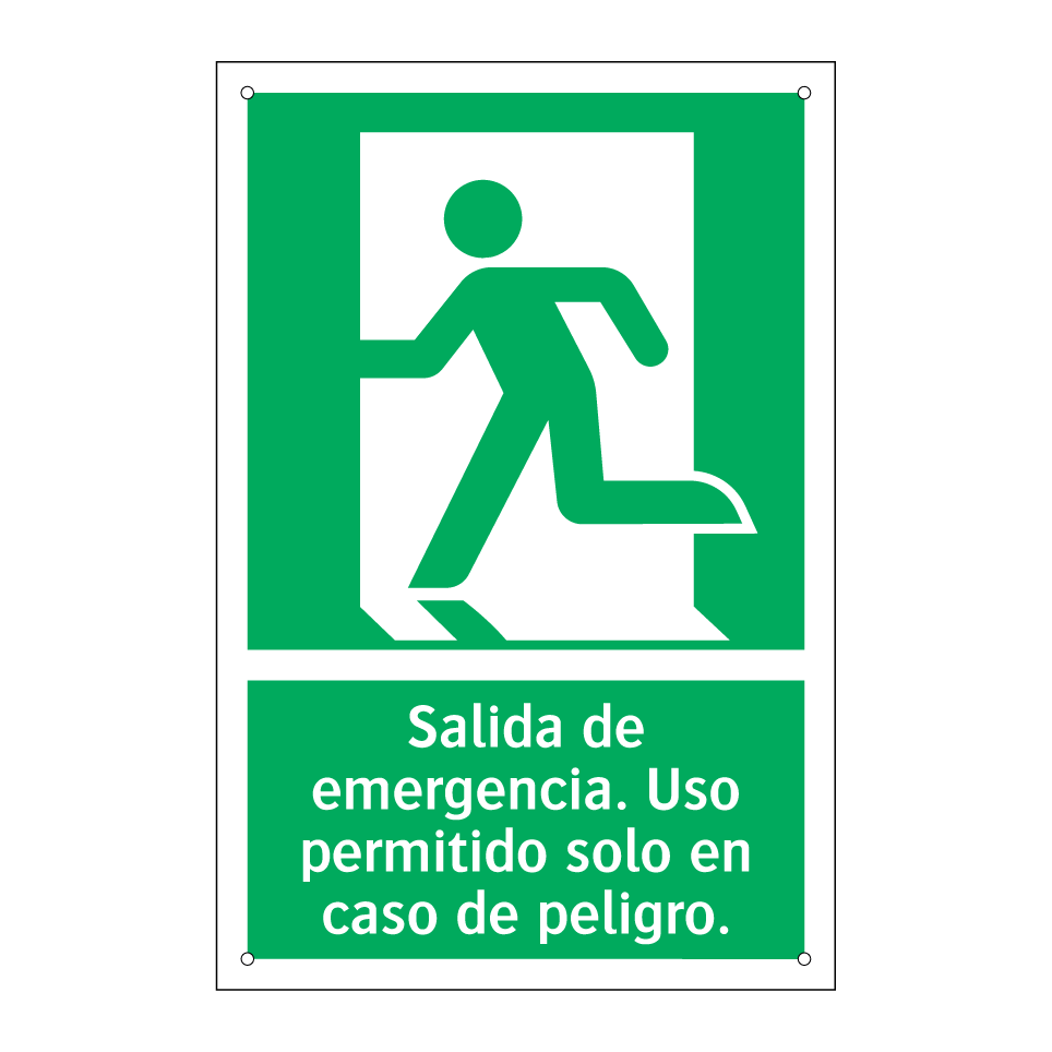 Salida de emergencia. Uso permitido solo en caso de peligro.