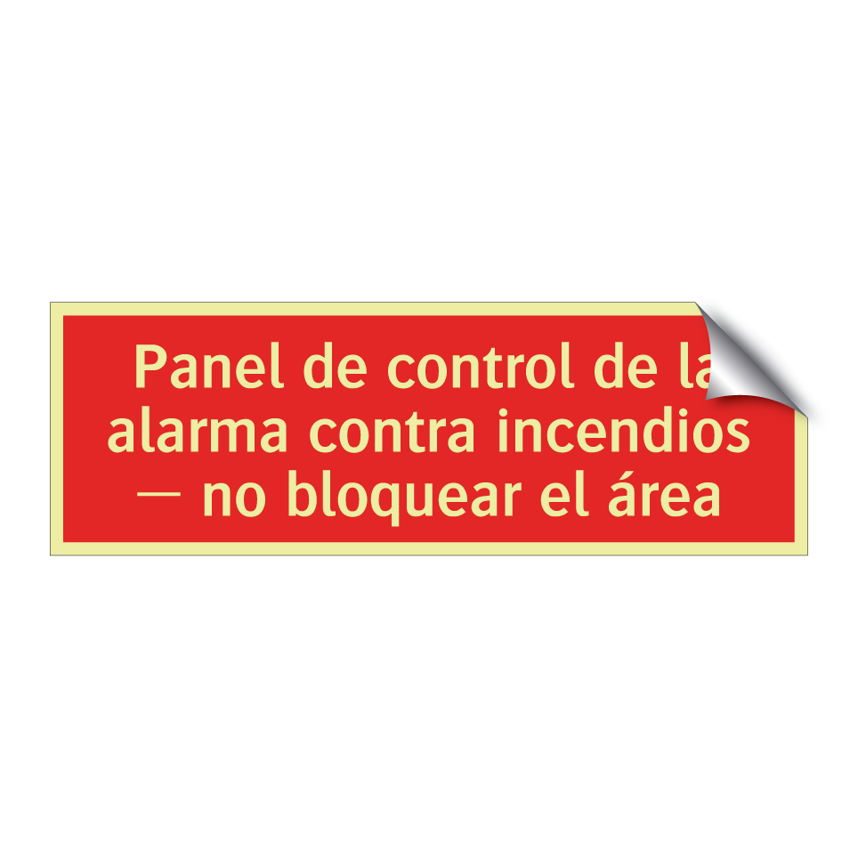 Panel de control de la alarma contra incendios — no bloquear el área