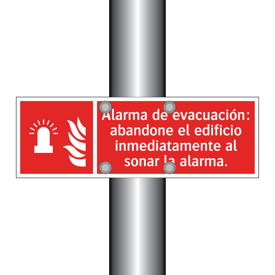 Alarma de evacuación: abandone el edificio inmediatamente al sonar la alarma.