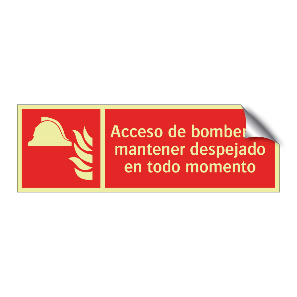 Acceso de bomberos: mantener despejado en todo momento
