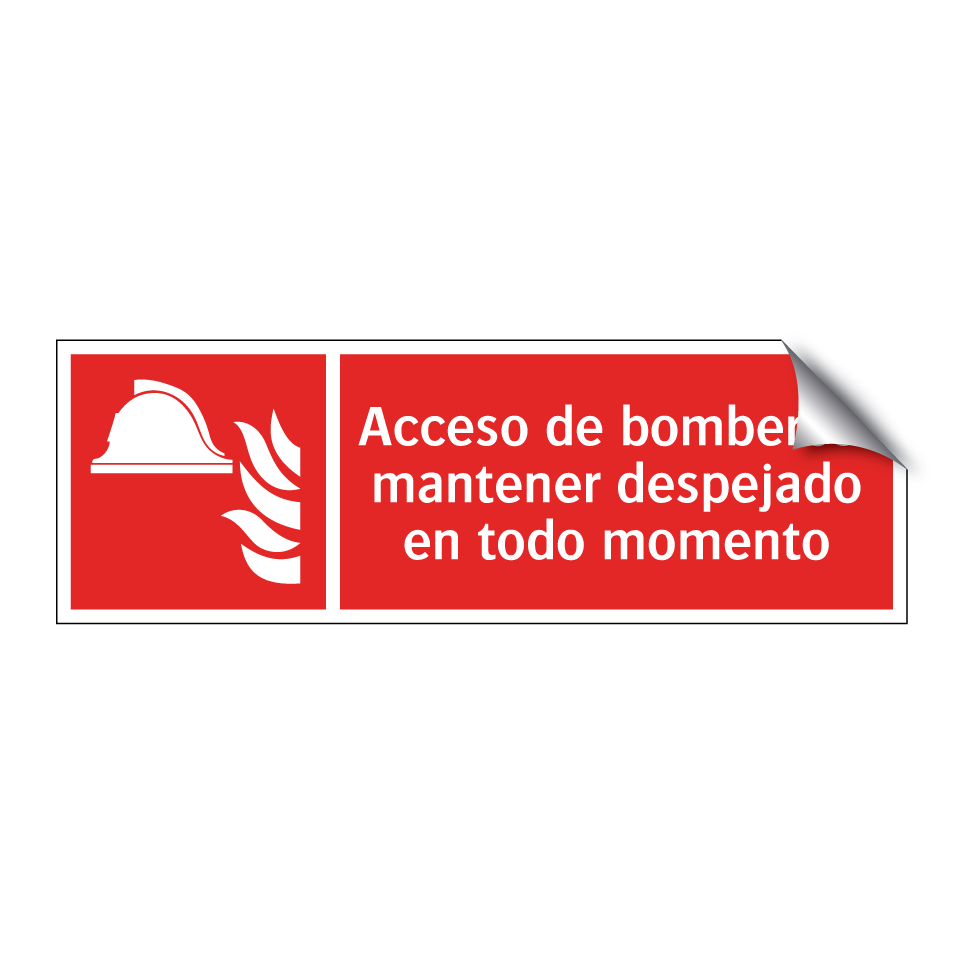 Acceso de bomberos: mantener despejado en todo momento