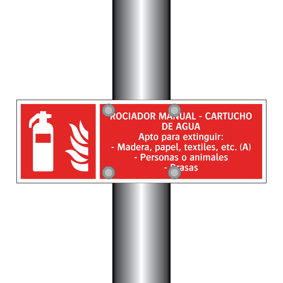ROCIADOR MANUAL - CARTUCHO DE AGUA Apto para extinguir: - Madera, papel, textiles, etc. (A) - Personas o animales - Brasas