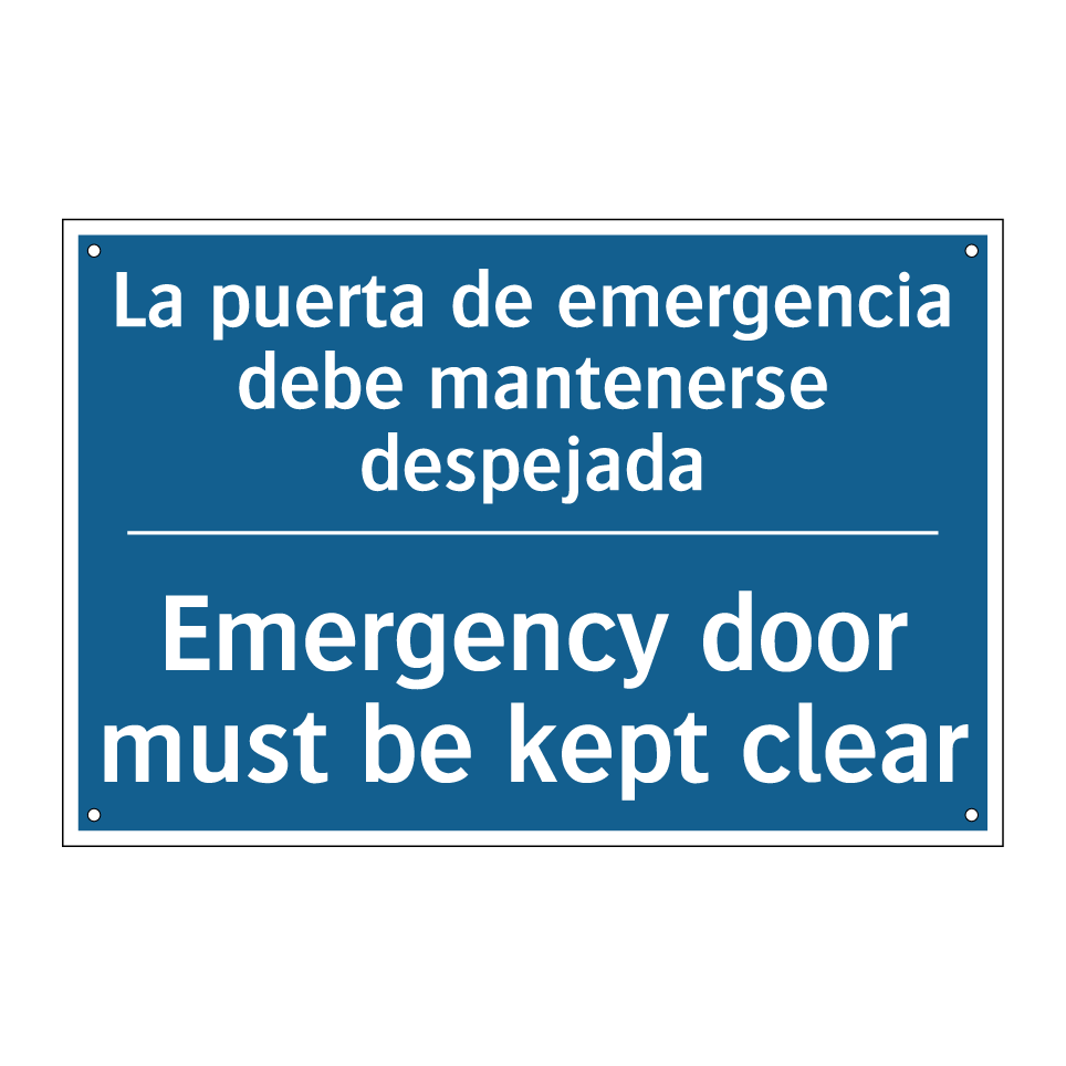 La puerta de emergencia debe mantenerse /.../ - Emergency door must be kept clear /.../