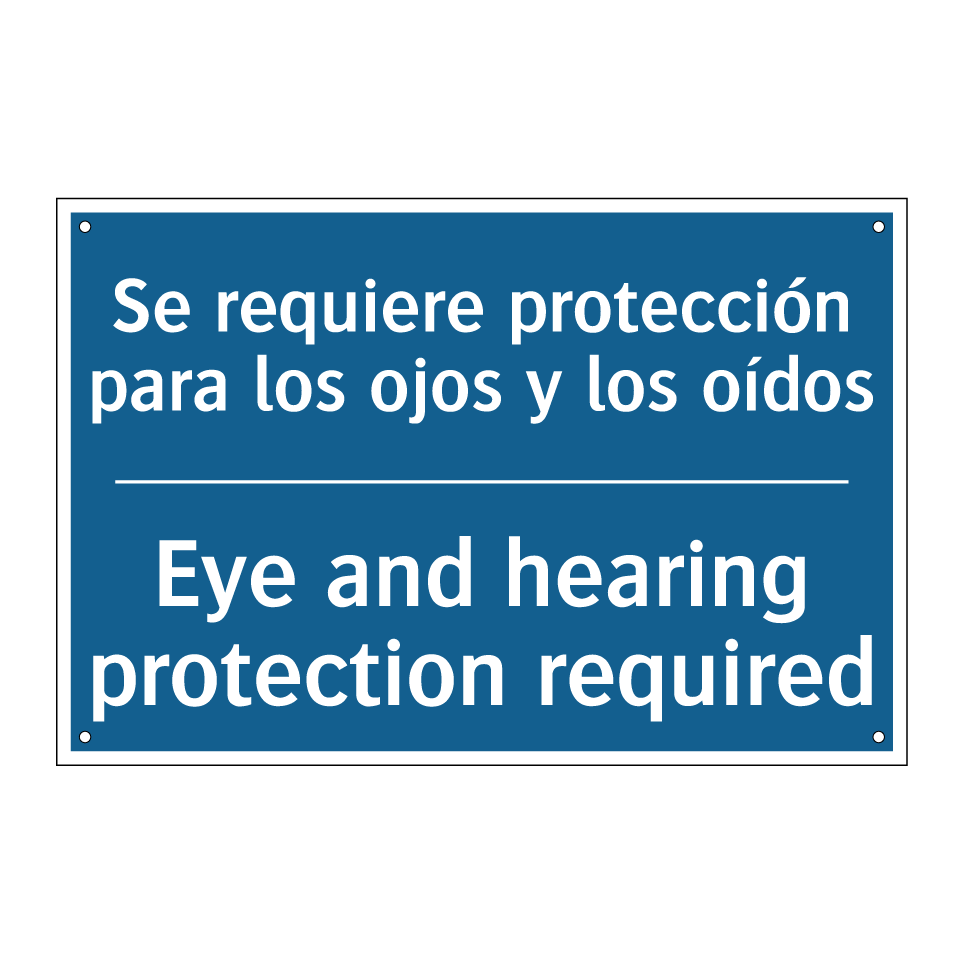 Se requiere protección para los /.../ - Eye and hearing protection required /.../