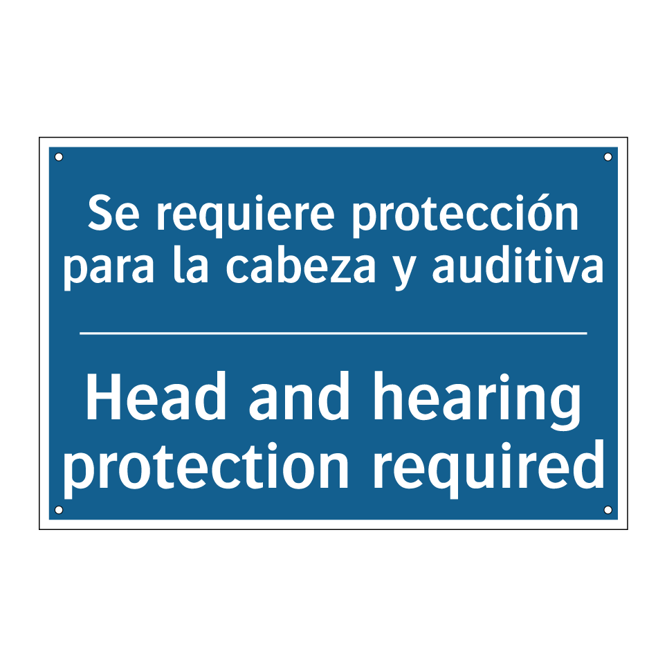 Se requiere protección para la /.../ - Head and hearing protection required /.../