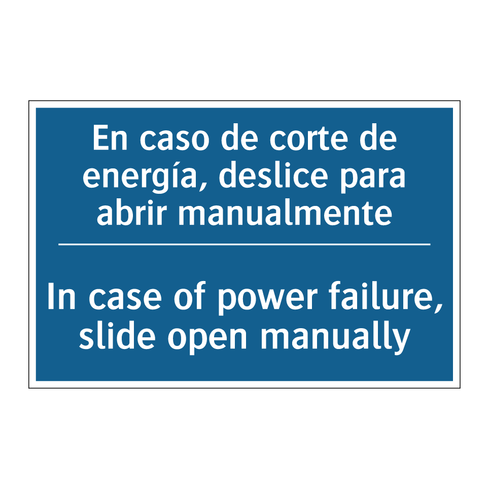 En caso de corte de energía, deslice /.../ - In case of power failure, slide /.../