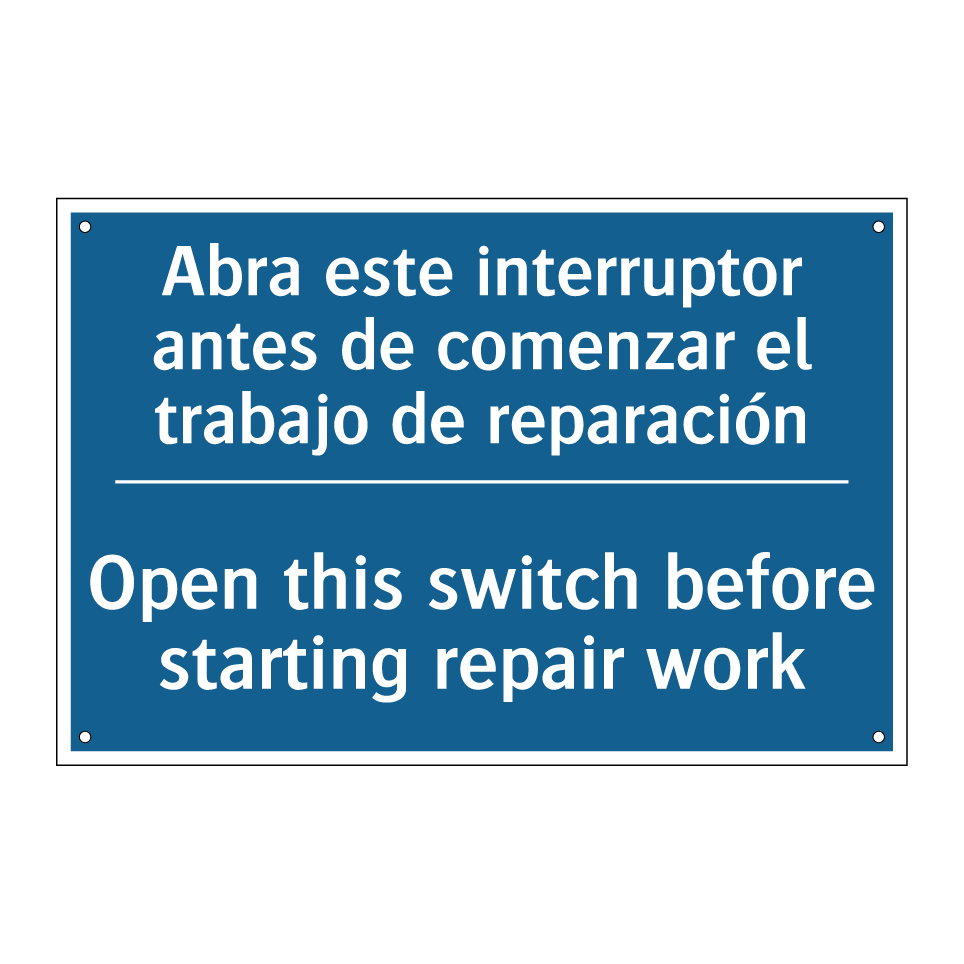Abra este interruptor antes de /.../ - Open this switch before starting /.../