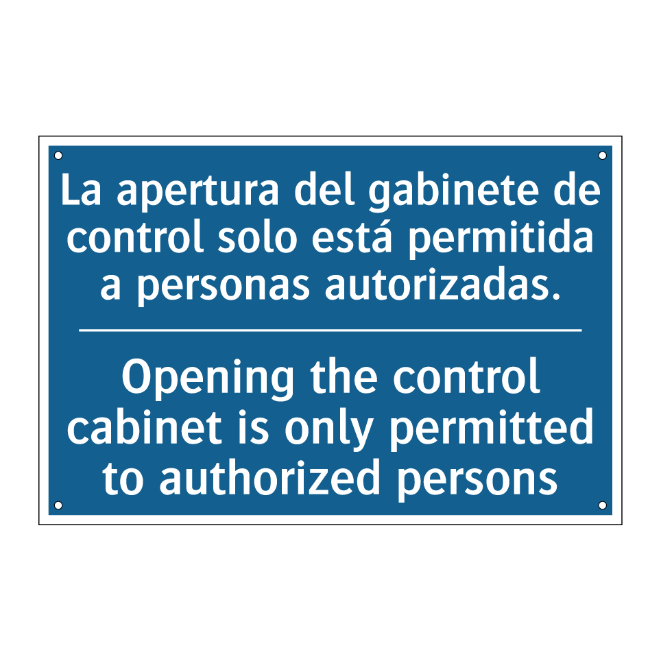La apertura del gabinete de control /.../ - Opening the control cabinet is /.../