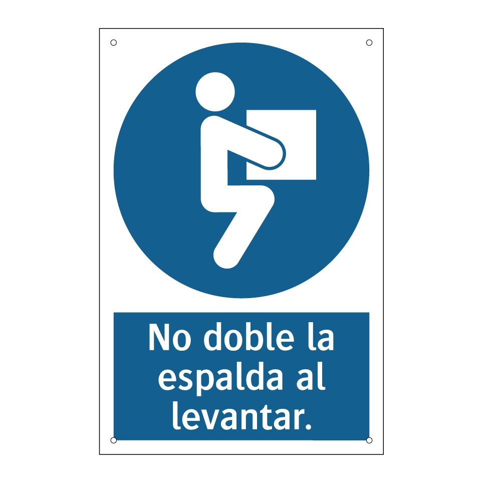 No doble la espalda al levantar.