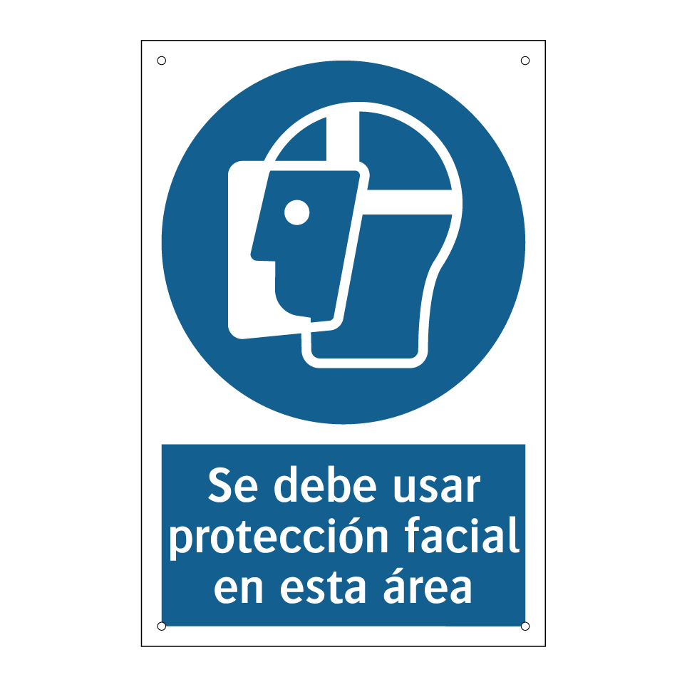 Se debe usar protección facial en esta área