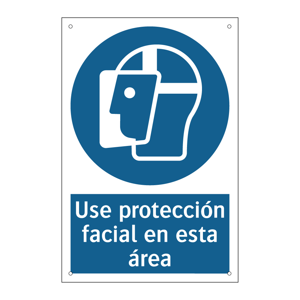 Use protección facial en esta área