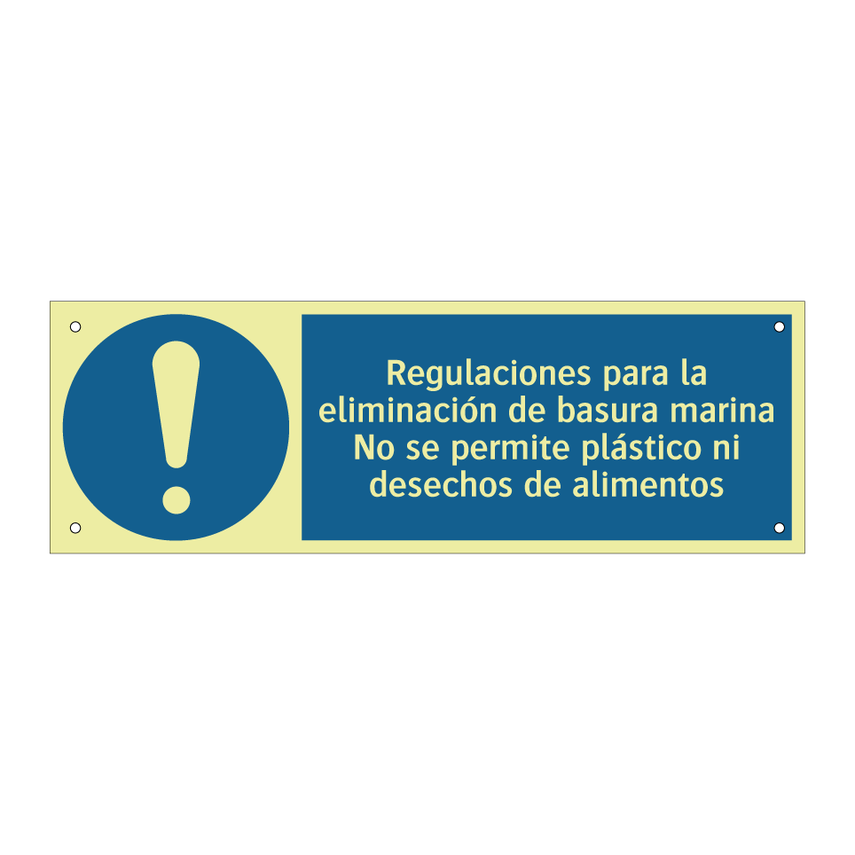 Regulaciones para la eliminación de basura marina No se permite plástico ni desechos de alimentos