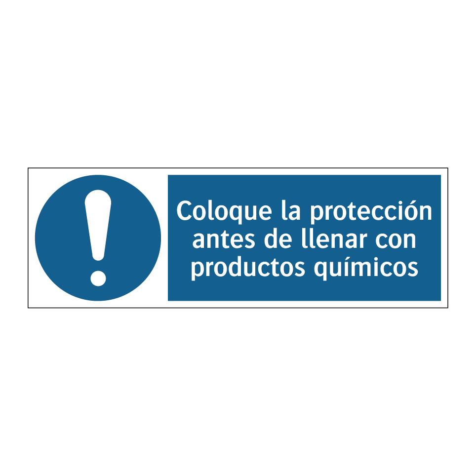 Coloque la protección antes de llenar con productos químicos