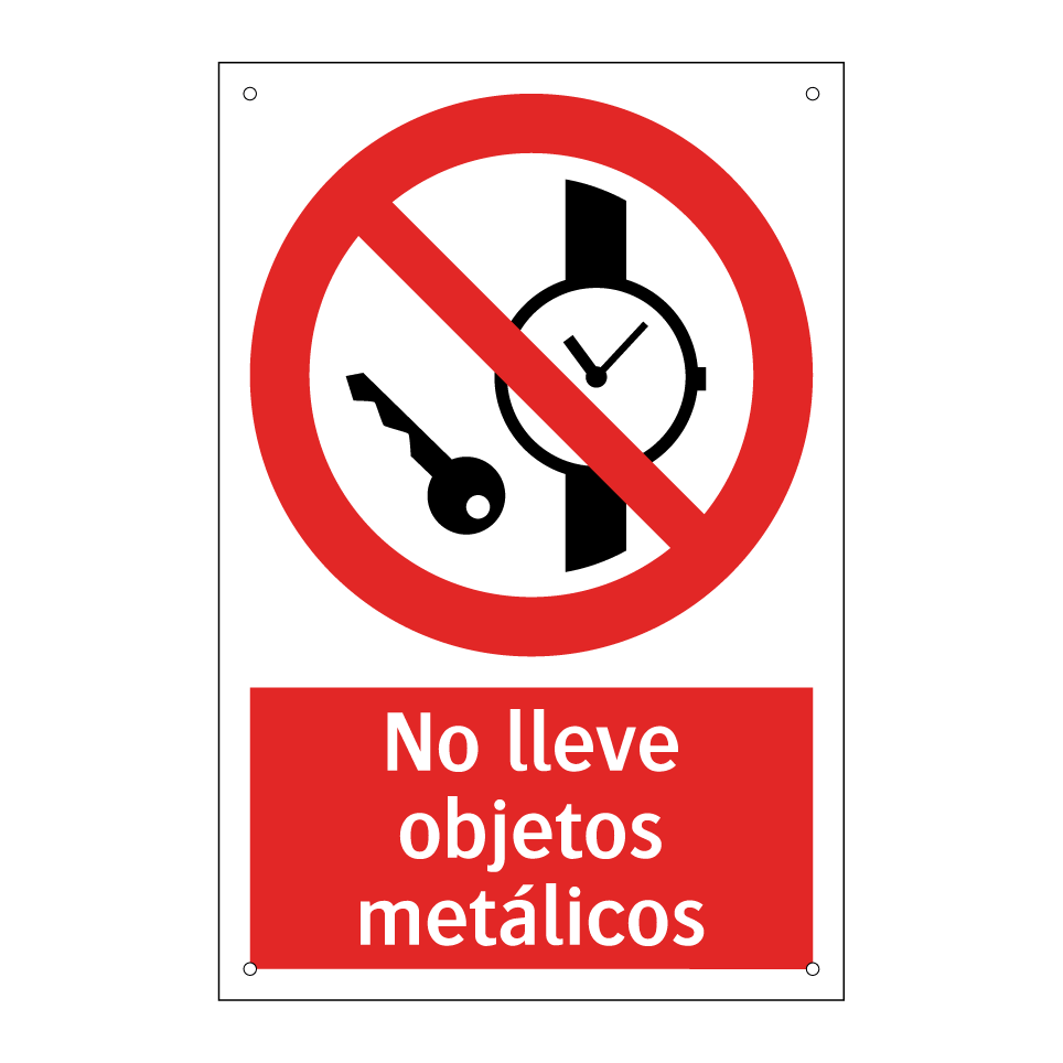 No lleve objetos metálicos