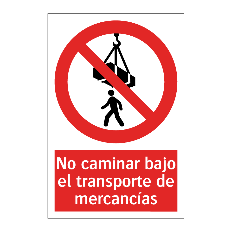 No caminar bajo el transporte de mercancías