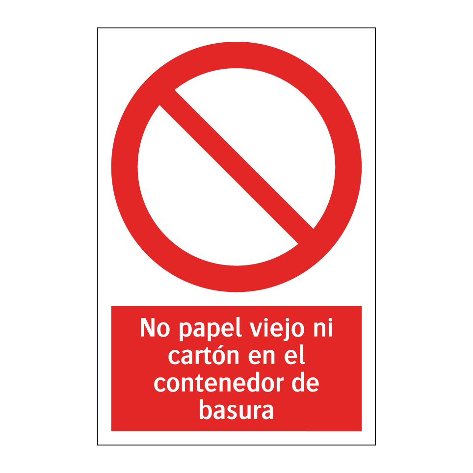No papel viejo ni cartón en el contenedor de basura