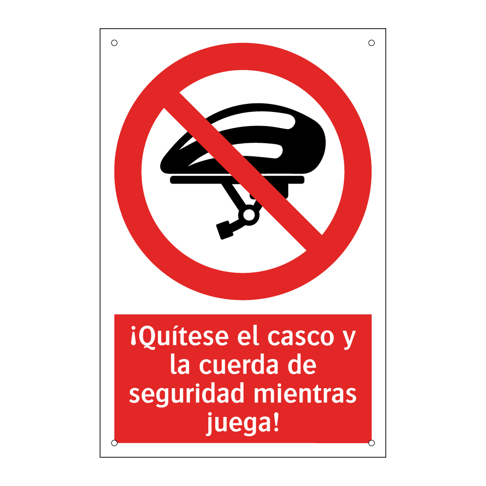 ¡Quítese el casco y la cuerda de seguridad mientras juega!