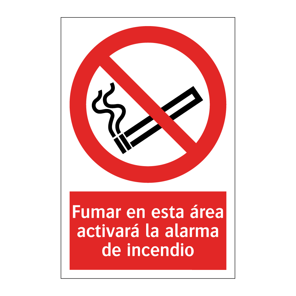 Fumar en esta área activará la alarma de incendio