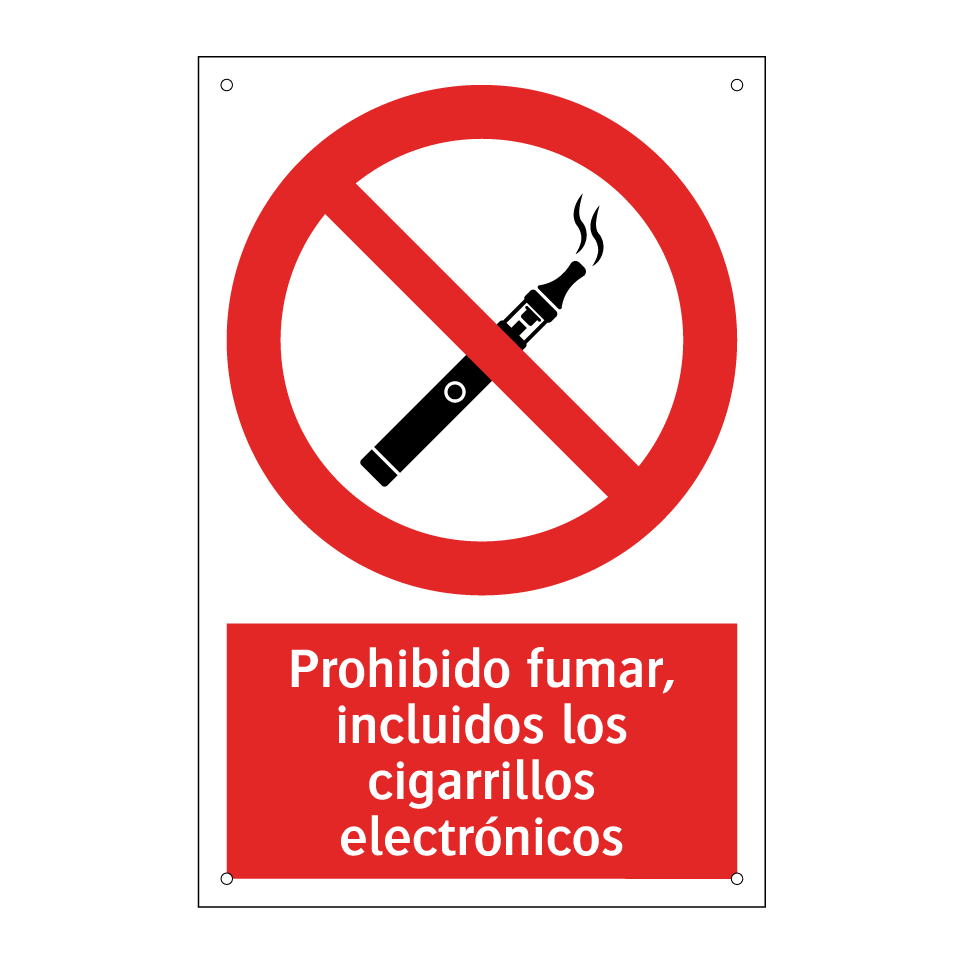 Prohibido fumar, incluidos los cigarrillos electrónicos