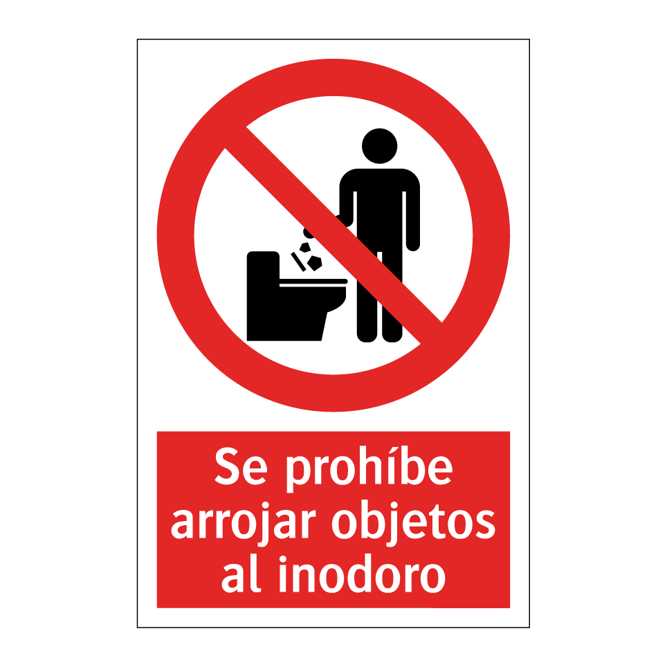 Se prohíbe arrojar objetos al inodoro