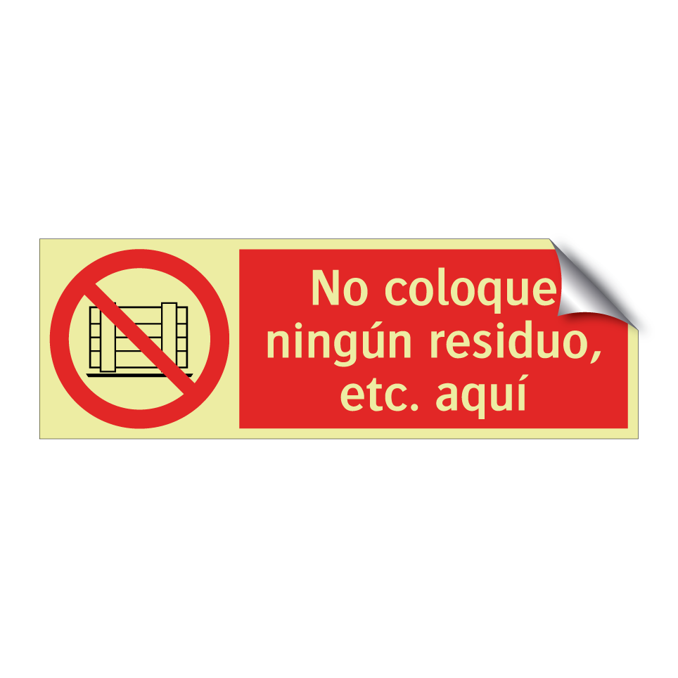 No coloque ningún residuo, etc. aquí