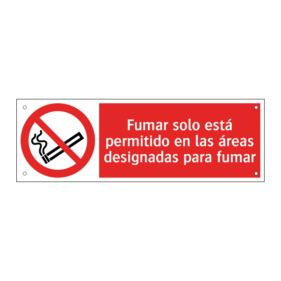 Fumar solo está permitido en las áreas designadas para fumar