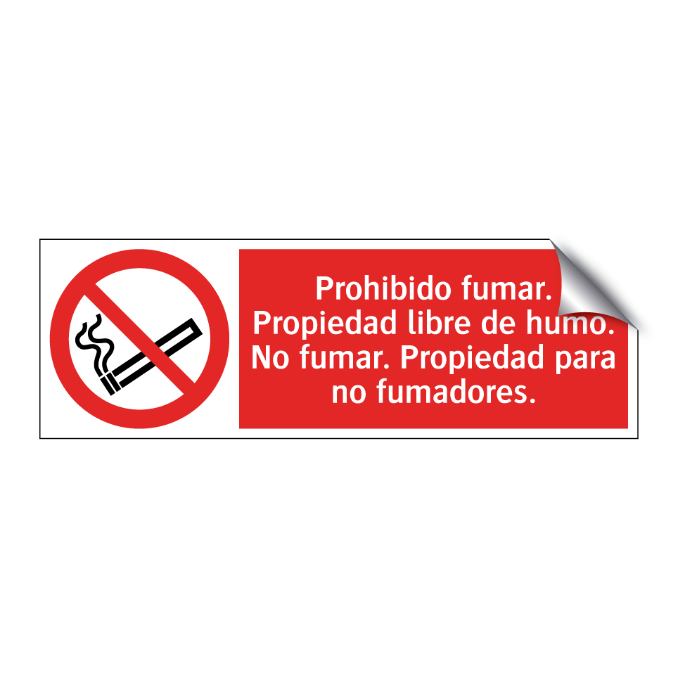 Prohibido fumar. Propiedad libre de humo. No fumar. Propiedad para no fumadores.