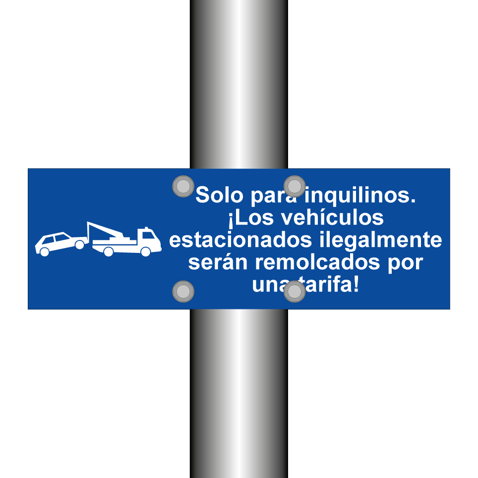 Solo para inquilinos. ¡Los vehículos estacionados ilegalmente serán remolcados por una tarifa!