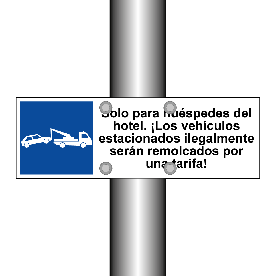 Solo para huéspedes del hotel. ¡Los vehículos estacionados ilegalmente serán remolcados por una tarifa!