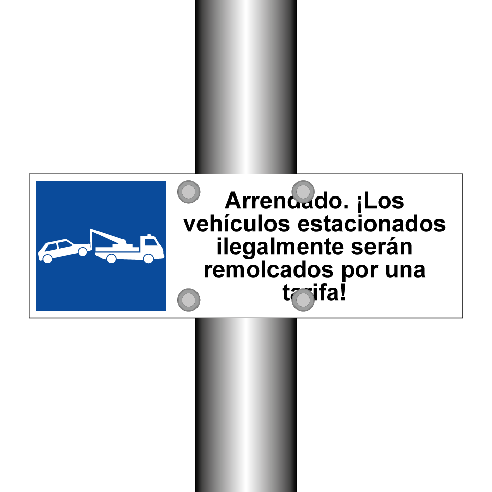 Arrendado. ¡Los vehículos estacionados ilegalmente serán remolcados por una tarifa!