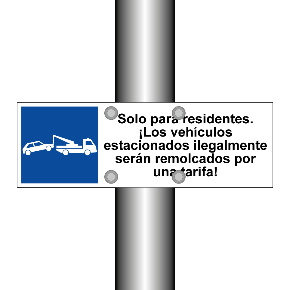 Solo para residentes. ¡Los vehículos estacionados ilegalmente serán remolcados por una tarifa!