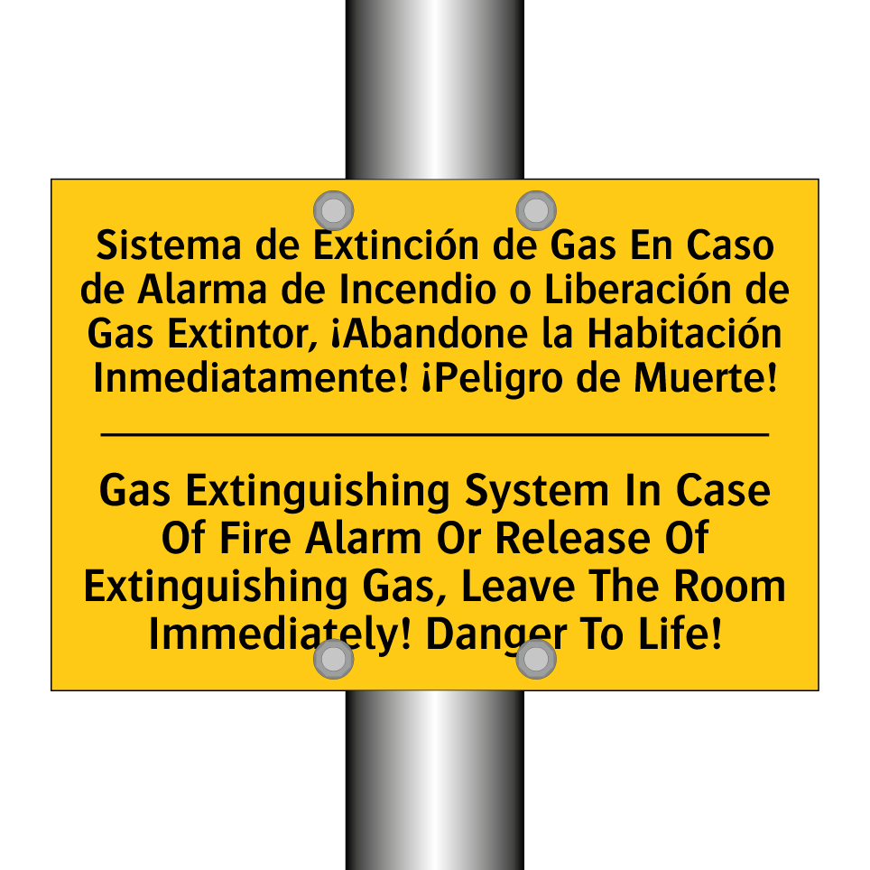 Sistema de Extinción de Gas En Caso de Alarma de Incendio o Liberación de Gas Extintor, ¡Abandone la Habitación Inmediatamente! ¡Peligro de Muerte! - Gas Extinguishing System In Case Of Fire Alarm Or Release Of Extinguishing Gas, Leave The /.../