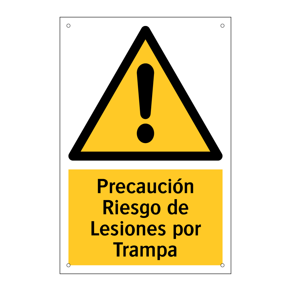 Precaución Riesgo de Lesiones por Trampa
