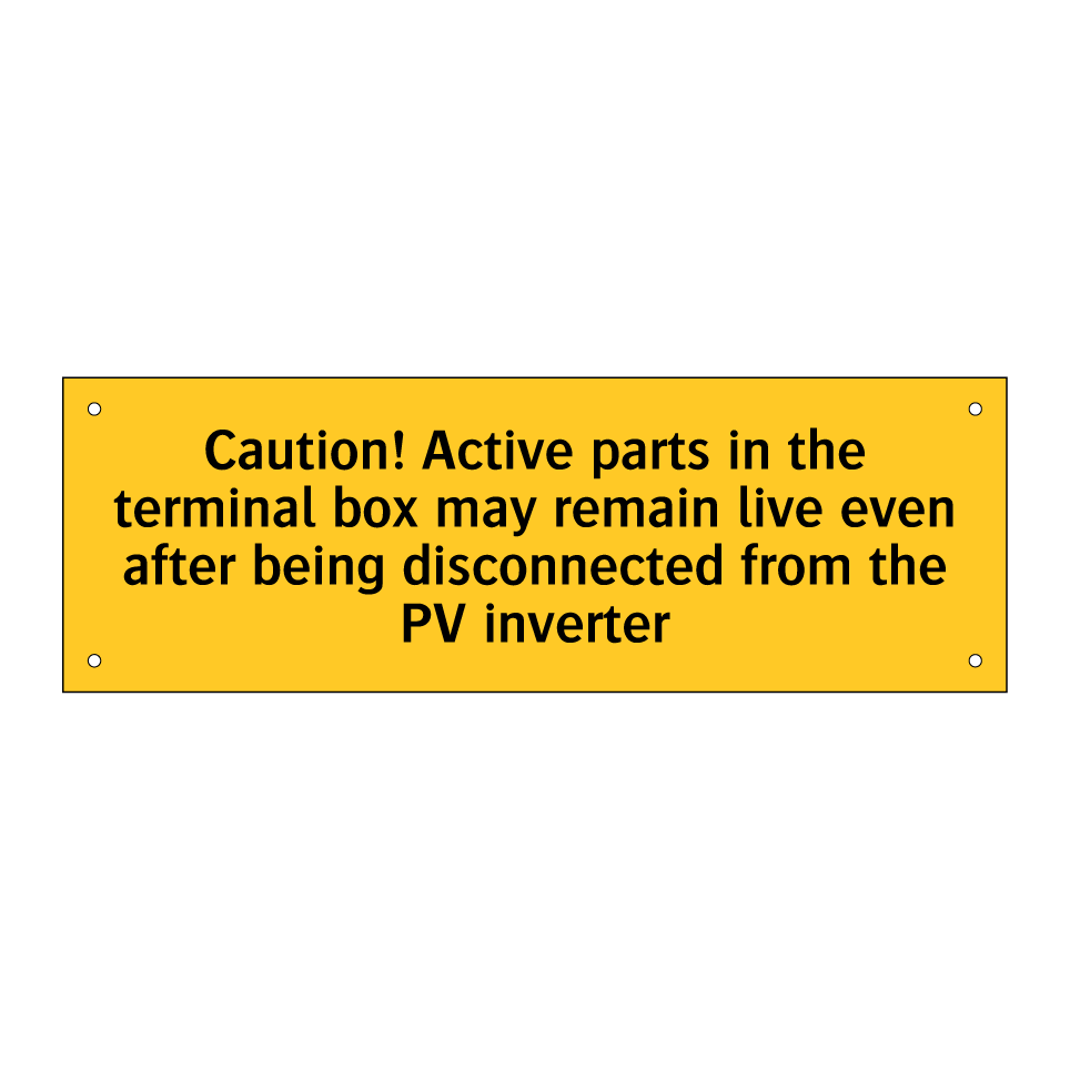 Caution! Active parts in the terminal box may remain live even after being disconnected from the PV inverter
