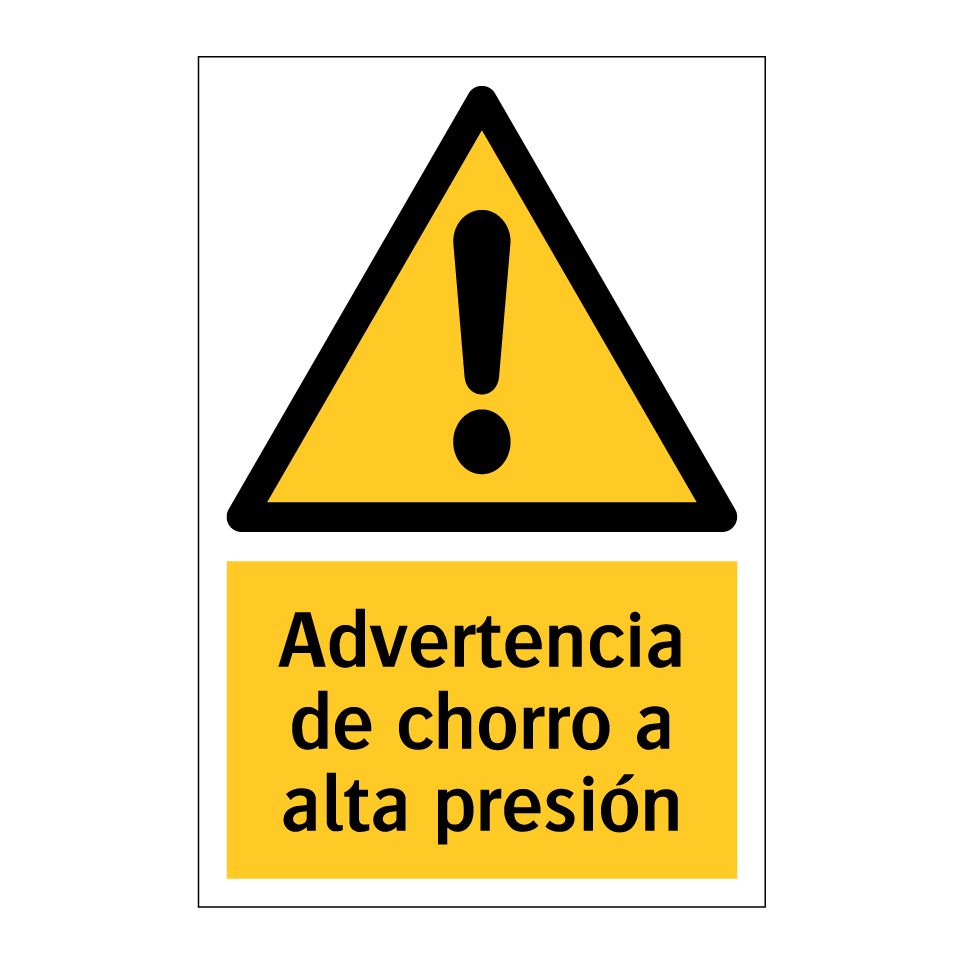 Advertencia de chorro a alta presión