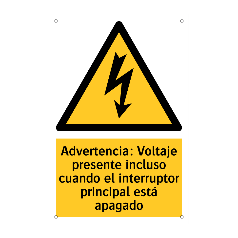 Advertencia: Voltaje presente incluso cuando el interruptor principal está apagado