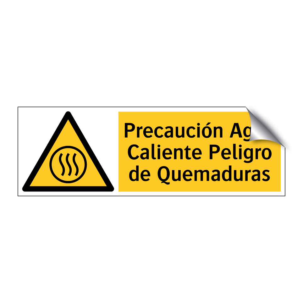 Precaución Agua Caliente Peligro de Quemaduras