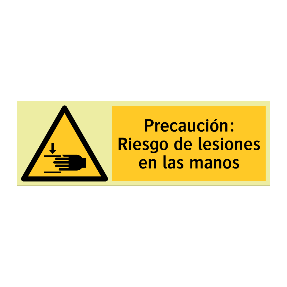 Precaución: Riesgo de lesiones en las manos