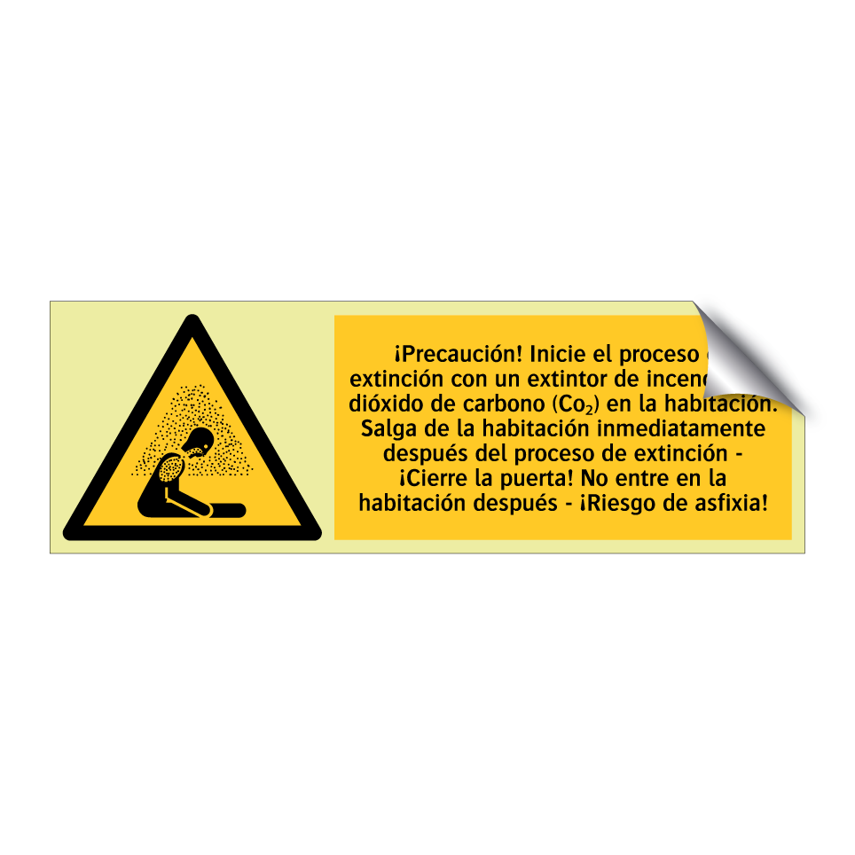 ¡Precaución! Inicie el proceso de extinción con un extintor de incendios de dióxido de carbono (Co₂) en la habitación /…/