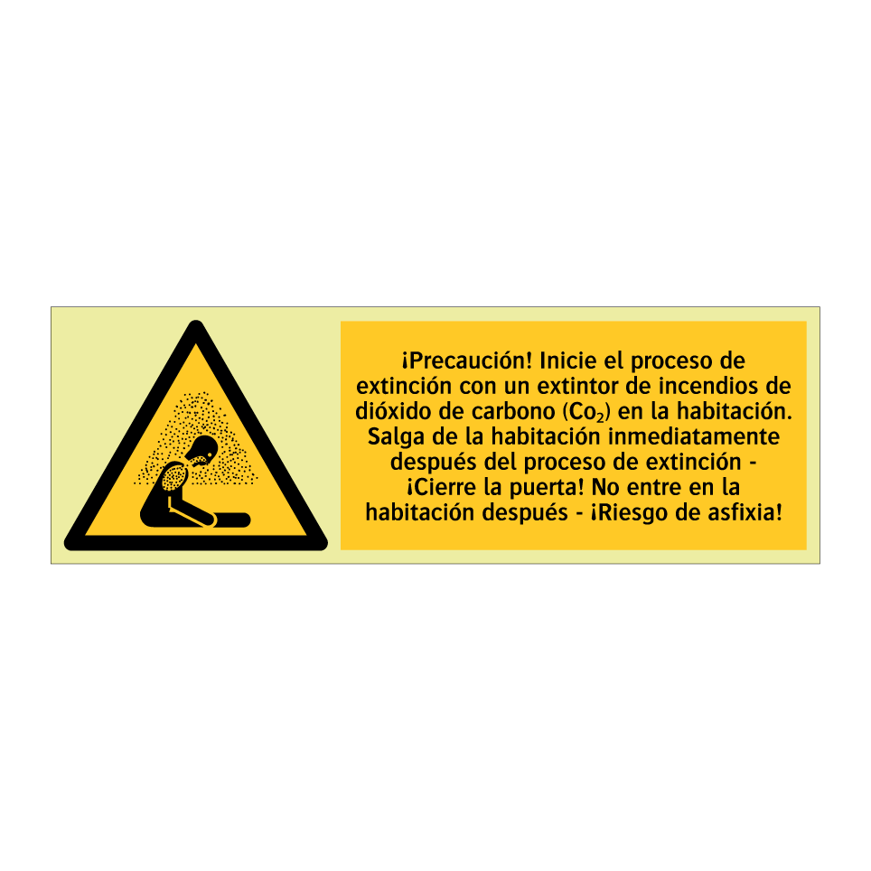 ¡Precaución! Inicie el proceso de extinción con un extintor de incendios de dióxido de carbono (Co₂) en la habitación /…/
