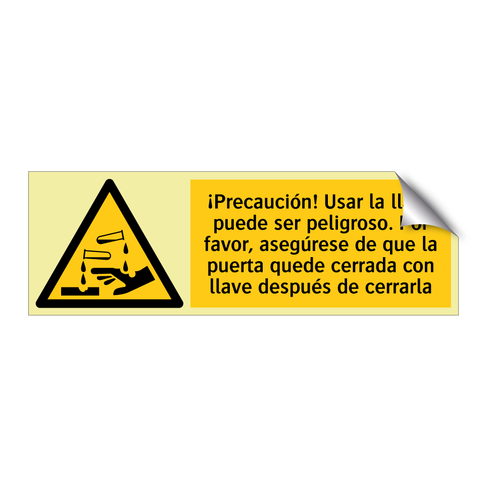 ¡Precaución! Usar la llave puede ser peligroso. Por favor, asegúrese de que la puerta quede cerrada con llave después de cerrarla