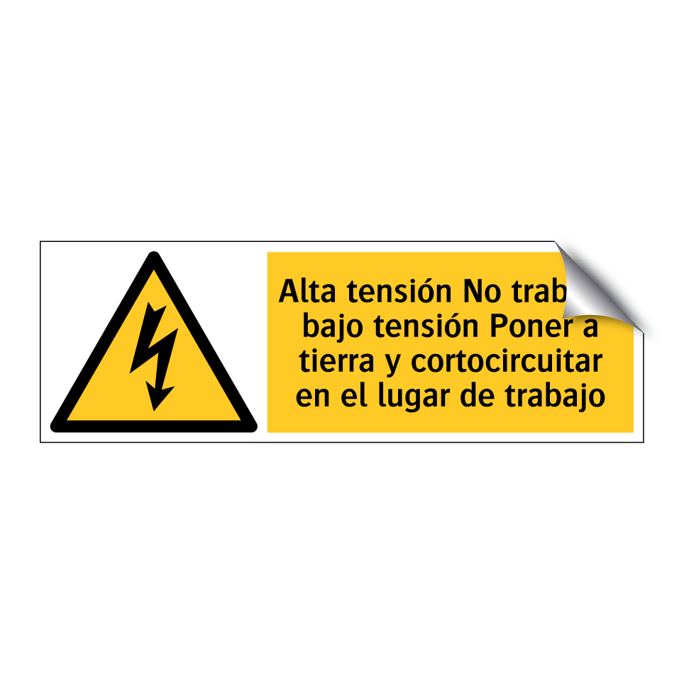 Alta tensión No trabajar bajo tensión Poner a tierra y cortocircuitar en el lugar de trabajo