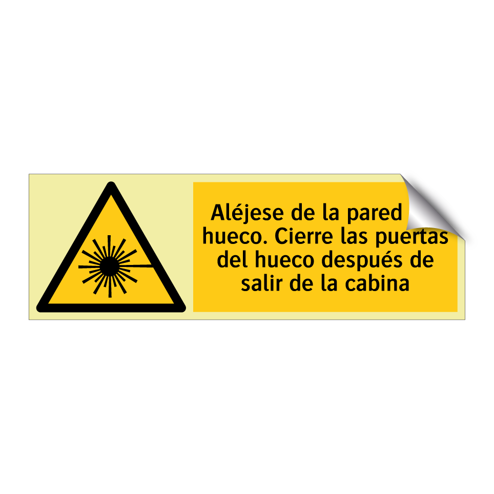 Aléjese de la pared del hueco. Cierre las puertas del hueco después de salir de la cabina