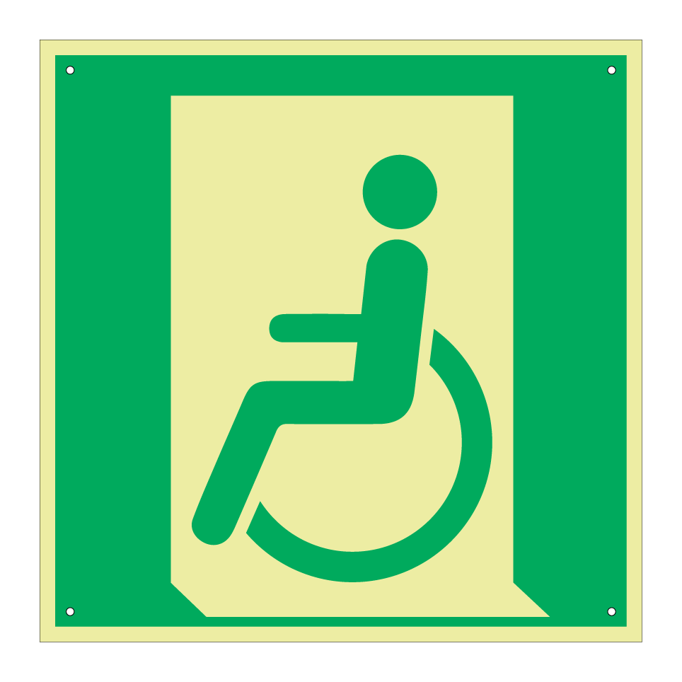 E026 Salida de emergencia para personas que no pueden caminar o con discapacidad para caminar (izquierda)