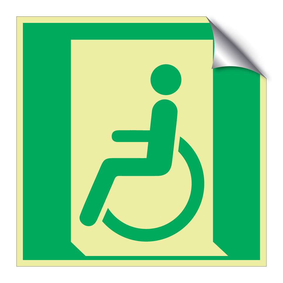 E026 Salida de emergencia para personas que no pueden caminar o con discapacidad para caminar (izquierda)